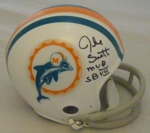 Jake Scott Autographed/Hand Signed Miami Dolphins 1972 Throwback Mini Helmet w/SB VII MVP