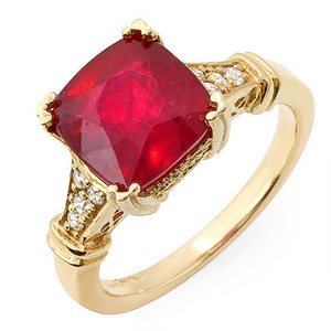 5.0 ct natural ruby and diamond Ring 14k gold