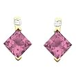 14K Yellow Gold Pink Tourmaline and Diamond Earrings