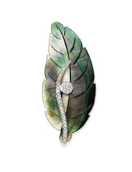 Sterling Silver Mother of Pearl CZ Leaf Pin