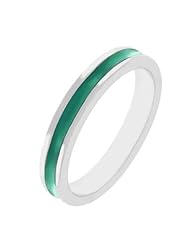 White Gold Rhodium Bonded Emerald Green Enamel Eternity Ring in Silvertone - Rhodium - Shiny