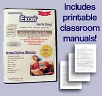 Mastering Excel Made Easy Training Tutorial v. 2003 through 97 - How to use Microsoft Excel video e Book Manual Guide. Even dummies can learn from this total CD for MS Excel, featuring Introductory through Advanced material from Professor Joe