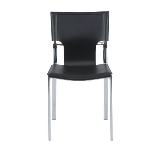 Euro Style 17212BLK Vinnie Side Chair, Black Leather/Chrome, Set of 4 On Sale