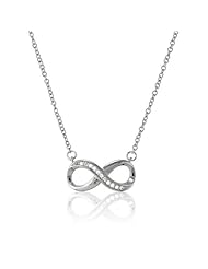Sterling Silver 16" + 2" Extension White Topaz Infinity Figure 8 Necklace