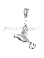 Rhodium-Plated 925 Sterling Silver Hummingbird Pendant