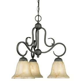 Thomas Lighting SL8842-63 Marlo - Three Light Chandelier, Painted Bronze Finish with Hand Painted Marble Glass