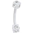 16 Gauge White Crystalline Gem Square Eyebrow Ring