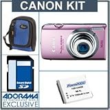Canon PowerShot SD3500 IS Digital ELPH Camera Kit,- Pink - with 4GB SD Memory Card, Camera Case, Spare NB-6L Type Lithium-ion Battery