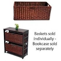 Large Wicker Basket - Sold Individually (Espresso) (9"H x 23"W x 10"D)