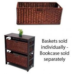 Large Wicker Basket - Sold Individually (Espresso) (9"H x 23"W x 10"D)