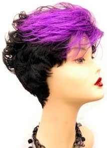 Short Cut Wig Two Tone Color Off Black & Purple