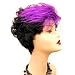 Short Cut Wig Two Tone Color Off Black & Purple
