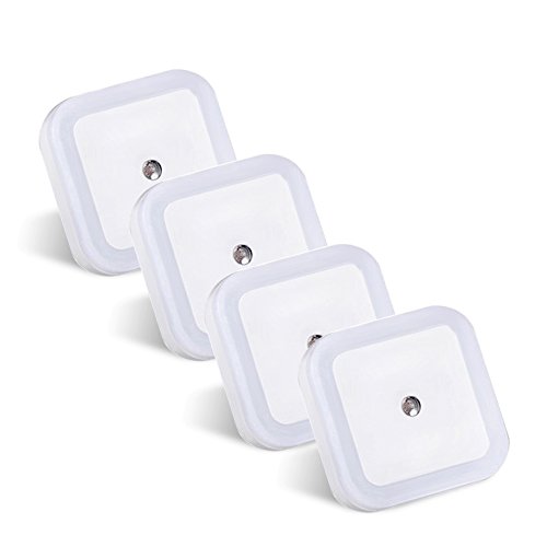 Mudder 4 Pack LED Night Light with Automatic Dusk to Dawn Light Sensor, White