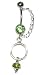 Jewelry : Genuine Peridot Belly Button Ring with Steel curved barbell and Sterling Silver design