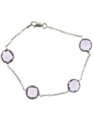 O&G Australia Natural Amethyst, Rhodium Plated 925 Sterling Silver Bracelet