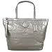 Coach Patent Leather Stitched Signature Stripe Tote Handbag 15142 Light Grey