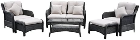 Radeway 6 Piece Deep Lounge Set with Pillows, Brown/Sand