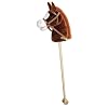 Steckenpferd, Farbe braun mit dunkelbrauner M�hne mit Funktion. Ein Ohr dr�cken und das Pferd macht Gewieher und Galopp Gr��e ca.100 cm Top Qualit�t mit Haltegriffen und Laufrollen aus Holz