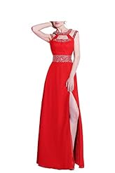 Scoop Neck Chiffon/Satin Glittering Sequined Jeweled Prom Dress 