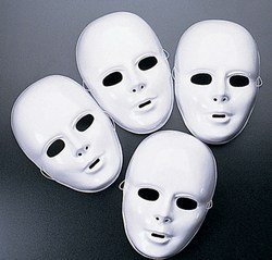 12-pack Plastic Halloween White Drama Party Kids Face Masks