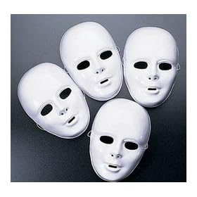 Plastic White Full Masks (1 dz)