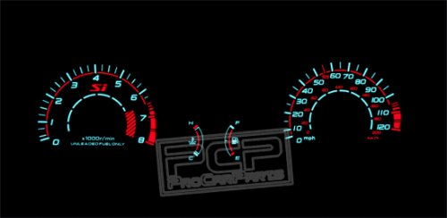1988-1991 Honda Crx Type 2 Black Reverse Gauges with Seat Belt Indicator Light