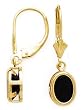 14k Gold & Black Onyx Oval Drop Earrings
