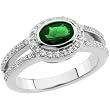 14K White Gold Tsavorite and Diamond Ring