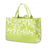 Damask Laminated Tote (Lime) (11" H x 18" W x 8" D)