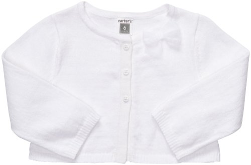 Carter's Cardigan - Solid White with Bow-NB