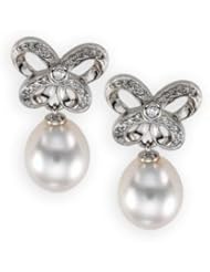 1/6 CT TW 18K Palladium White Gold South Sea Cultured Pearl & Genuine Diamond Earring