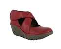 FLY LONDON YOGO LEATHER VELCRO WEDGE SHOES RED