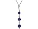 Three Stone Blue Sapphire Gemstone and Diamond Necklace in White Gold