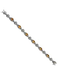 Sterling Silver with 14k Yellow Gold 5.10 Citrine 7.5in Bracelet