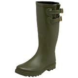 Chooka Women's Premium Solid Dual Buckle - Olive Rain Boot,Olive,7 M US