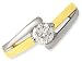 Two Colour CZ Single Stone Ring