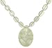 Sterling Silver Green Serpentine Oval Beaded Necklace w/ Carved Pendant, 17"