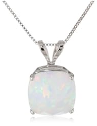 10k Gold Checkerboard Cushion Gemstone Pendant Necklace (8mm )