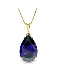 14K Gold 4.65 carat Teardrop Natural Sapphire Pendant Necklace