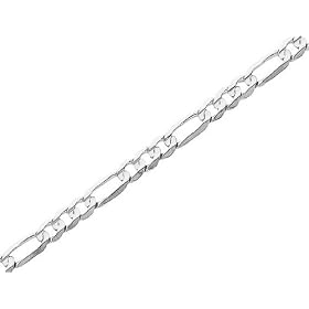 Ladies6mmConcaveFigaroChainBracelet7Inchesin14KWhiteGold