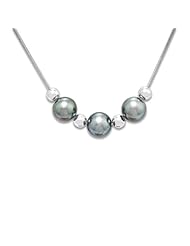 Tahitian Black Pearl Necklace in Sterling Silver (9-10mm)