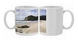 Photo Mugs of Tapotupotu Bay sandy beach with rolling waves and rocky headland on Pacific from Robert Harding