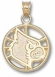Louisville Cardinals Cardinal Pierced Basketball Pendant - 10KT Gold Jewelry