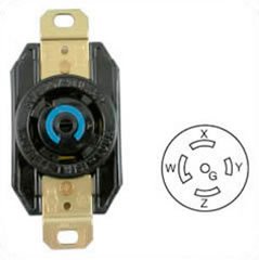 Hubbell HBL2810 Locking Receptacle, 30 amp, 3 Phase, 120/208V, L21-30R, Black