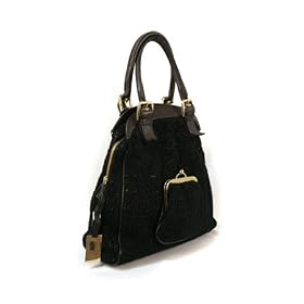 Dolce & Gabbana Black Fabric Covered Leather Handbag