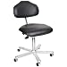 Milagon Neutra WS1620-L Black Vinyl Workseat on Cast Aluminum 5 Star Base Electrostatic Chair with Self-Braking Conductive Casters, Low Profile, 17"-24" Adjustment Height