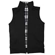 Black and Black and White Plaid Reversible Flip It Fleece Vest For Girls. Fleece