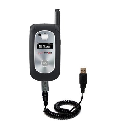 Coiled USB Cable for the Motorola v325i with Power Hot Sync and Charge capabilities - uses Gomadic TipExchange Technology