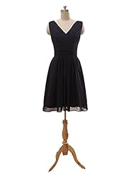 V-neck Chiffon Pleated Knee Length Short Bridesmaid Dress/Party Dress 