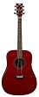 Dean Tradition S2 Solid Top Dreadnaught Acoustic Guitar, Trans Red